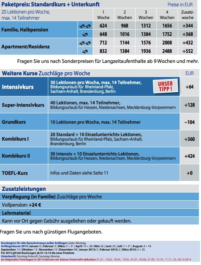 Preise 2014 Sprachreise Kanada Vancouver